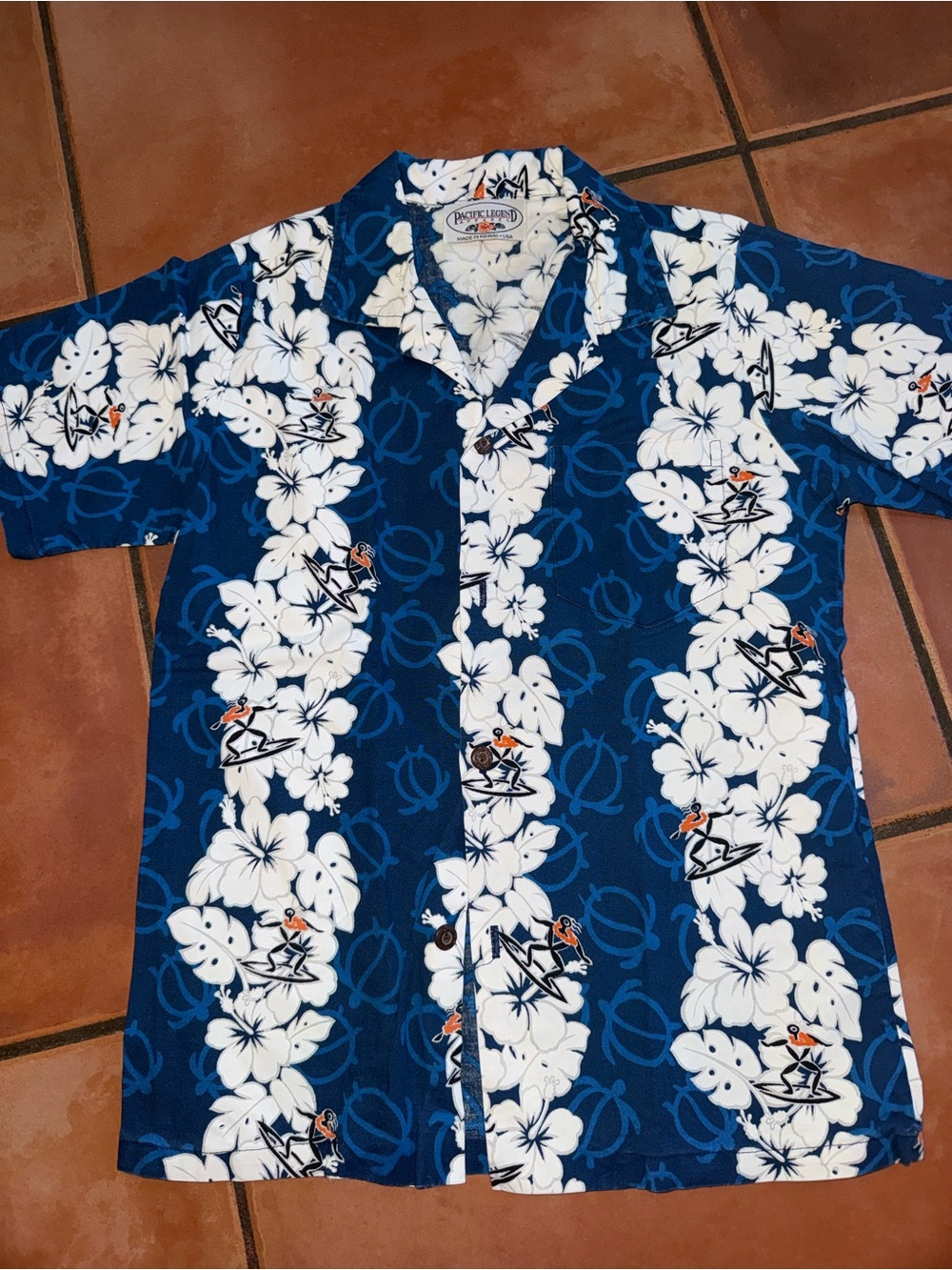 Pacific‎ Legend Blue Hawaiian Floral Button-Up Shirt for Kids